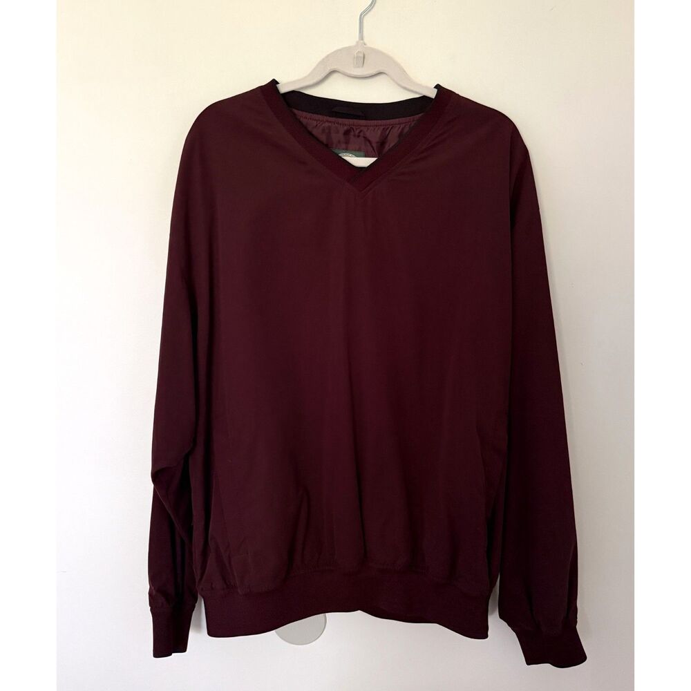 Cabelas Windshirt Pullover Maroon V Neck Gorpcore Outdoor Pockets Jacket Sz L